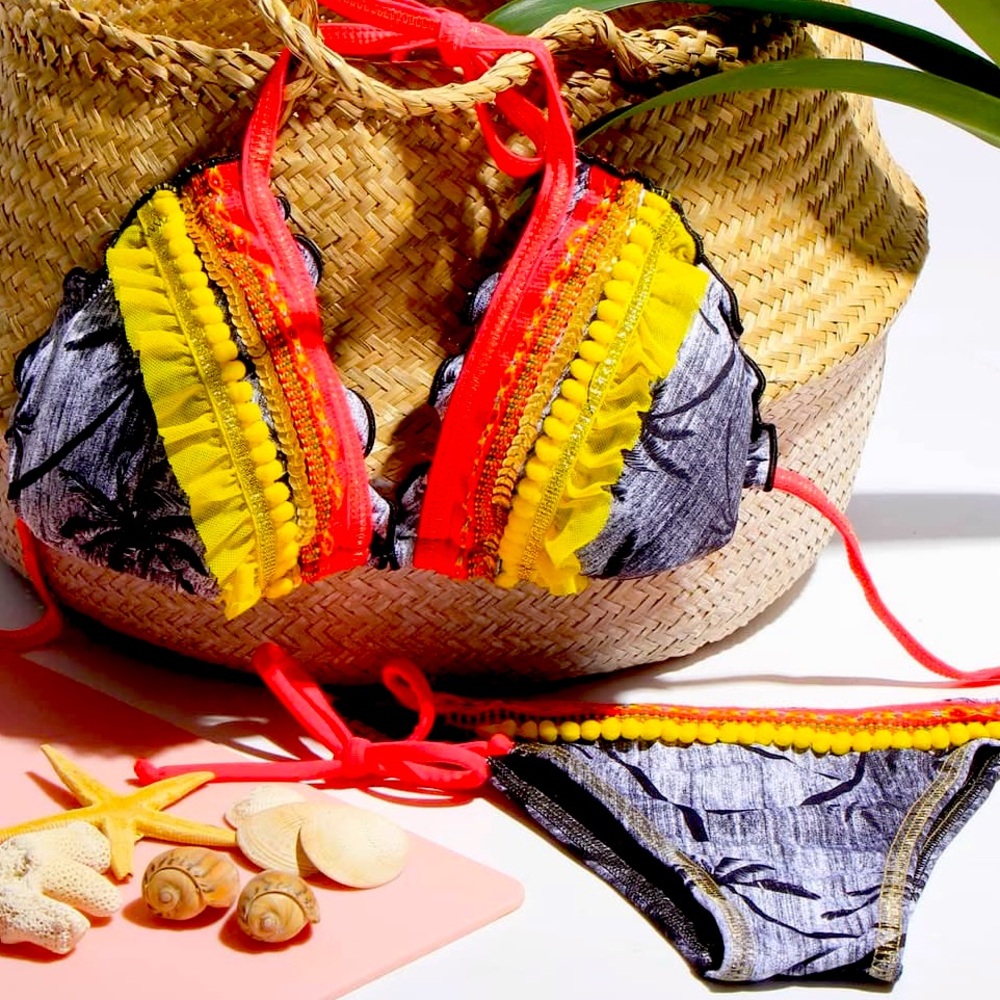 Vibrant Yellow and Red Women's Bikini